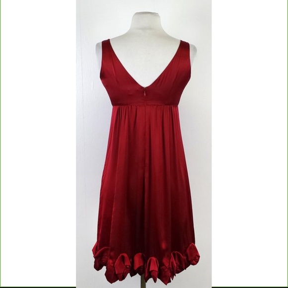 Vintage Red 100% Silk Rebecca Taylor Cocktail Dress Size 0 - Picture 1 of 8